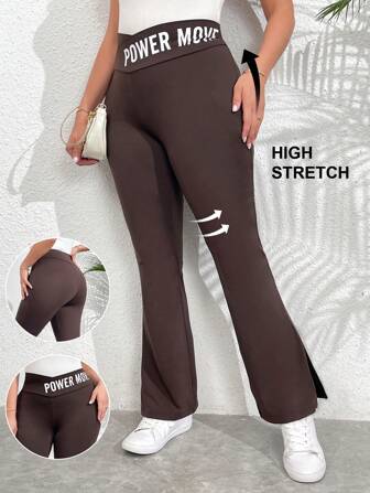 Mulvari Plus Size Women's Knitted V-Waist Full-Length Leggings