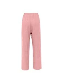 EMERY ROSE Quần ống rộng thắt lưng màu trơn có viền ren bên hông cho nữ - Hồng - Xem 2