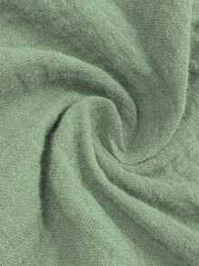 Breezaya Đầm tay ngắn đơn giản màu trơn cỡ lớn dành cho nữ mặc hàng ngày - màu xanh lá - Xem 8