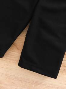 SHEIN Bộ đồ cho bé gái gồm áo tay dài và quần dài màu trơn cạp chun in hoa bằng vải lưới, thích hợp cho mùa hè. - màu đen - Xem 9