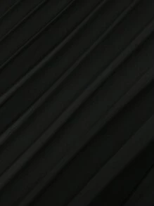 SHEIN LUNE Plus Size Holiday Casual Màu trơn Một vai Ruffle Jumpsuit - màu đen - Xem 4