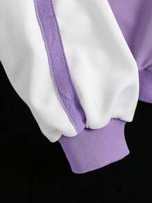 Tween 女童休闲拼色连帽运动衫和慢跑裤套装，春/秋 - 彩色 - 查看 6