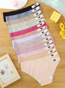 14 piezas/set Bragas triangulares sin costuras con lazo adorable para mujer