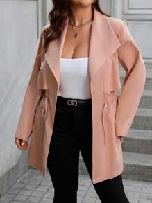 Vionelle Plus Size Women's Plain And Simple Everyday Long Sleeve Jacket Fall Winter Cloth For Women Autumn - Pink - View 6