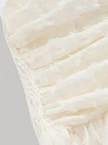 SHEIN MOD Cream Ruched White Tube Top,Ruffle Hem, Plush Embroidered Jacquard,Homecoming Top,Cruise Women Outfits,Country Tops,Fall/Winter Top,Birthday Top,Bra Free