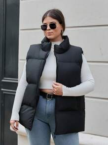 RueChic Women's Plus Vest Padded Coat - Black - View 5