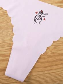 SHEIN Women's Seamless Printed Sexy Thong Panties , 5 Pcs - Multicolor - View 3