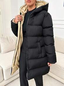 EURMUSE Doudoune Zippé À Capuche - Noir - Voir 1