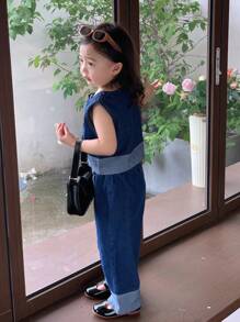 SHEIN Genkimix Kids Baby Girls' Top And Pants Combo Set, Summer Clothes - Blue - View 8