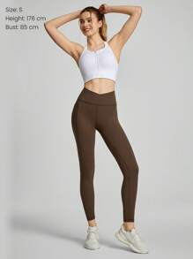 GLOWMODE 24" FeatherFit™-Sculpt Crossover Hold Up Pocket Leggings Yoga Workout Gym