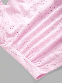 SHEIN Tween Girls Casual Solid Knit Halter Crop Top With Bow Design - Pink - View 4