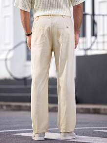 Manfinity VCAY Men's Woven Integrated Casual Straight-Leg Pants For Daily Wear