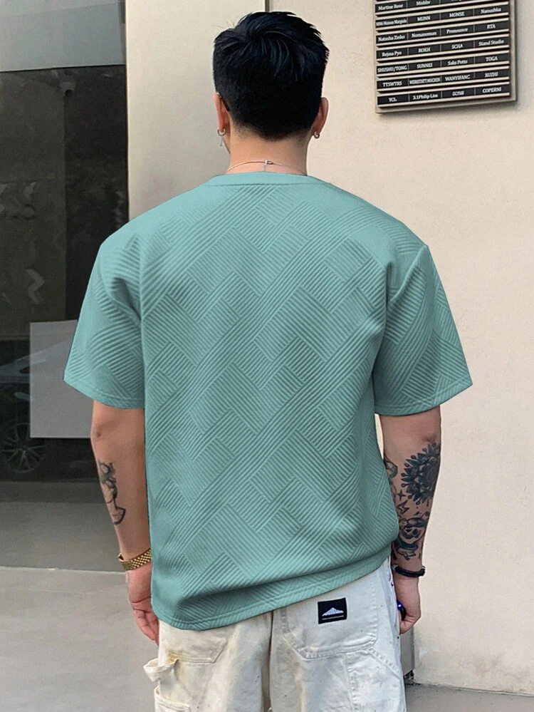 Men's Summer Round Neck Short Sleeve Letter Patchwork Casual T-Shirt