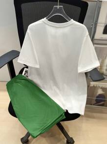 SHEIN Tween Boy's Korean Cute Casual Printed Round Neck Short Sleeve T-Shirt And Solid Color Knitted Shorts Set - Green - View 2