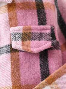 SHEIN 2 件装女婴粉色格子连体裤，美国复古返校运动装，打造酷炫可爱的日常休闲装，秋季，圣诞节