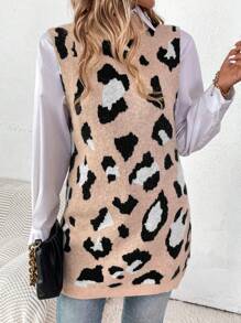 SHEIN Clasi Women's Leopard Jacquard Sweater Vest - Multicolor - View 5