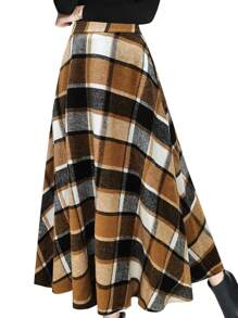 Women's Plaid Printed Pocket Casual Skirt