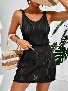 Swim Vcay 女士沙滩装 女士夏季镂空针织海滩罩衫