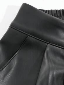 DAZY 女士纯色PU阔腿裤皮裤 - 黑色 - 查看 9