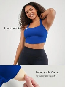 GLOWMODE FeatherFit™ Crossover Straps Curved Hem Sports Bra Tank Top Low Impact Yoga Daily - Royal Blue - View 4