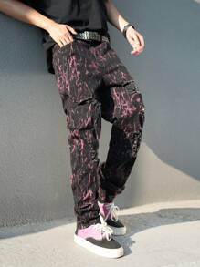 Manfinity Roghcode Men's Tie-Dye Ripped Straight-Leg Casual Jeans - Multicolor - View 6