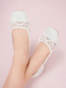 CUCCOO DOLLMOD Breathable Mesh Round Toe Women's Flat Shoes Halloween - White - View 1