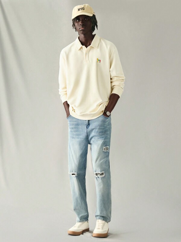 Manfinity VCAY Sudadera casual de punto de unicolor y ajuste holgado de manga larga para hombres, adecuada para uso diario y jóvenes adultos, para otoño e invierno