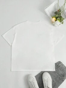 INAWLY Áo thun em bé hình vỏ sò cổ điển, Áo vỏ sò thời trang, Áo sơ mi mùa hè dễ thương, Phong cách thẩm mỹ ven biển, Cô gái tiên cá, Cô gái dừa, Áo cánh ngắn ôm vừa vặn Áo thun họa tiết dành cho nữ - trắng - Xem 2