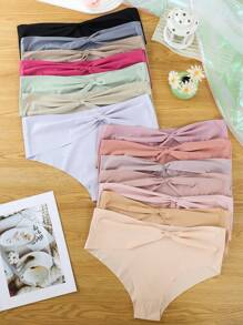 14 piezas/paquete Bragas triangulares sin costuras lindas con lazo para mujeres de talla grande