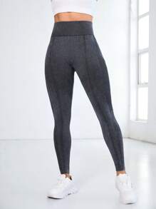 Gameset SHEIN Sport Calça Legging Esportiva Feminina Cinza Sem Costura Cintura Alta - Cinza - Visão 6