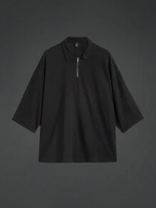 Manfinity Sport Corelite 男友风男士纯色拉链短袖运动 Polo T 恤，夏季