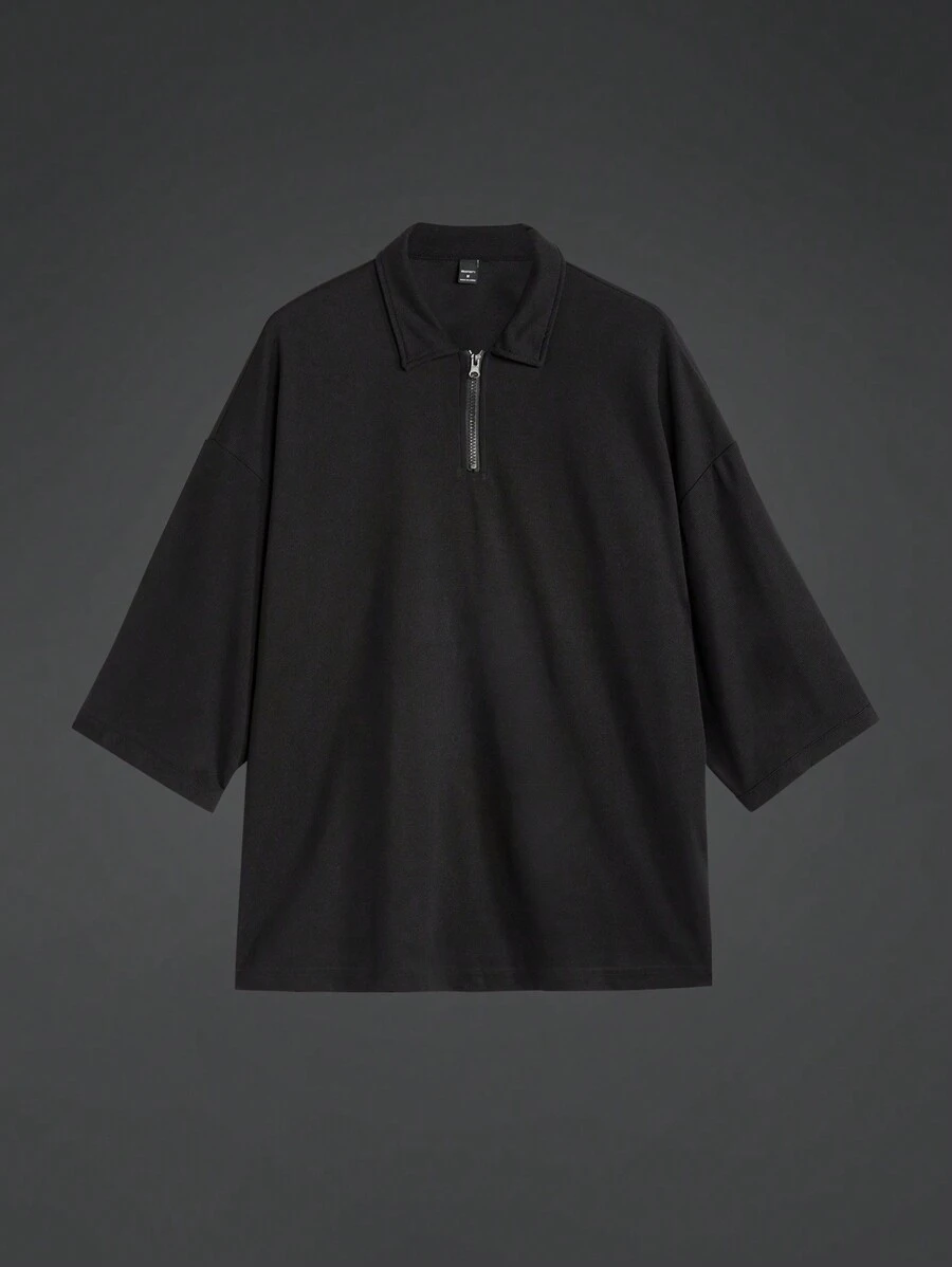 Manfinity Sport Corelite 男友风男士纯色拉链短袖运动 Polo T 恤，夏季