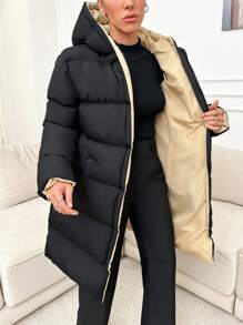 EURMUSE Doudoune Zippé À Capuche - Noir - Voir 4