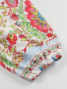 Plus Size Casual V-Neck Printed Dress For Women - Red - View 3