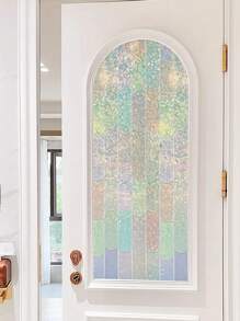 1 Roll Colorful Privacy Window Film, 3D Macaron Rainbow Static Cling Window Sticker - Removable, UV Blocking, Heat Insulation Film, Size: 17.7x118inch, Suitable For Home Glass Decoration Gifts Birthday Graduation