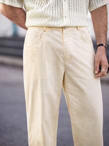 Manfinity VCAY Men's Woven Integrated Casual Straight-Leg Pants For Daily Wear