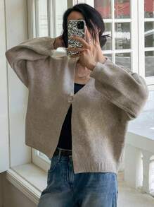 Dazy-Less كارديجان أمامي بأزرار، أكمام طويلة، ملابس خريفية كاجوال للعمل، بليزر للسيدات