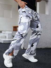 Manfinity Homme Celana Kerja Kasual Pria Motif Kamuflase - MultiWarna - View 4
