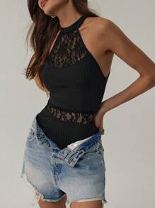 Firerie 女士網眼領口連體褲 - 杏色 - 查看 1