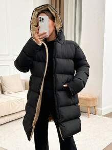 EURMUSE Doudoune Zippé À Capuche - Noir - Voir 7