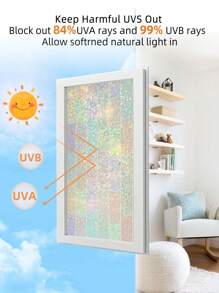 1 Roll Colorful Privacy Window Film, 3D Macaron Rainbow Static Cling Window Sticker - Removable, UV Blocking, Heat Insulation Film, Size: 17.7x118inch, Suitable For Home Glass Decoration Gifts Birthday Graduation
