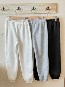 SHEIN Leap Crew Tween Girl Back To School Loose Fit Casual Comfortable Letter Printed Sports Sweatpants 3 Pieces Sets, 3 Packs - Multicolor - View 7