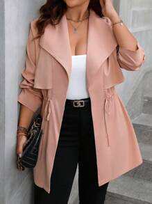 Vionelle Plus Size Women's Plain And Simple Everyday Long Sleeve Jacket Fall Winter Cloth For Women Autumn - Pink - View 5