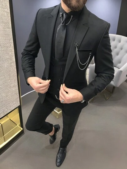 Manfinity Mode 男士單釦西裝外套和西裝褲套裝