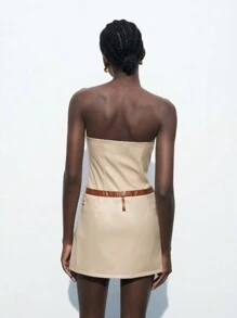 Maija Colorblock Decor Bandeau Design Damesmode PU lederen bodyconjurk voor verjaardag