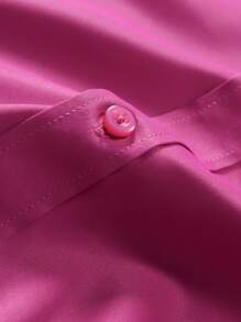 Manfinity Mode Men's Spring/Summer Solid Color Long Sleeve Casual Work Shirt, Fall - Hot Pink - View 5