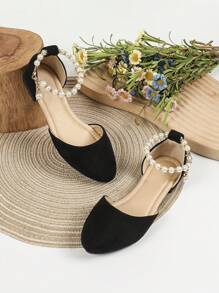 Nieuwe zomermode platte schoenen met puntige neus, tienermeisjes student grote maat casual lederen flats, witte puntige modieuze parelschoenen, comfortabele vrijetijdsschoenen