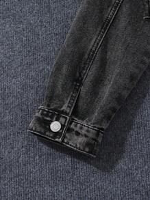 Sparklyn Teen Girl Y2K Street Flat Pockets Crop Denim Jacket, Girls Chic Autumn Winter Item