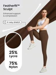 GLOWMODE 24" FeatherFit™-Sculpt Crossover Hold Up Pocket Leggings Yoga Workout Gym
