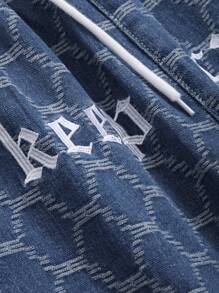 DAZY Quần short denim thêu mùa hè cho nam - Rửa trung bình - Xem 5